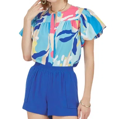 Joy Joy Puff Sleeve Blouse In Staccato Palette In Multi