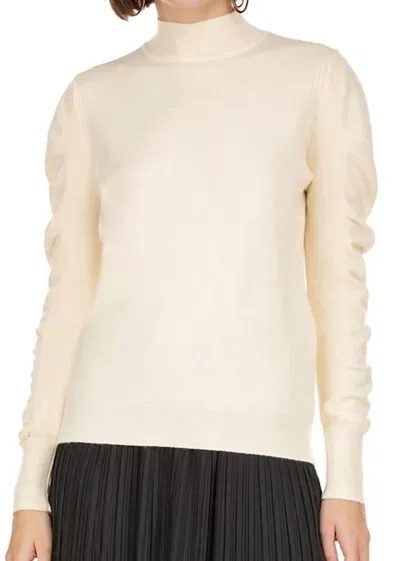Joy Joy Puff Sleeve Sweater In Ivory In White