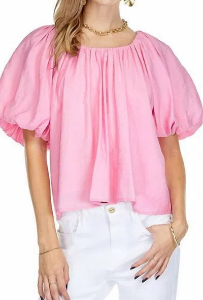 Joy Joy Puff Sleeve Swing Top In Soft Pink