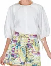 Joy Joy Puff Sleeve Top In White In White