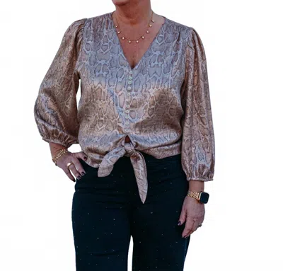 Joy Joy Python Tie Top In Gold