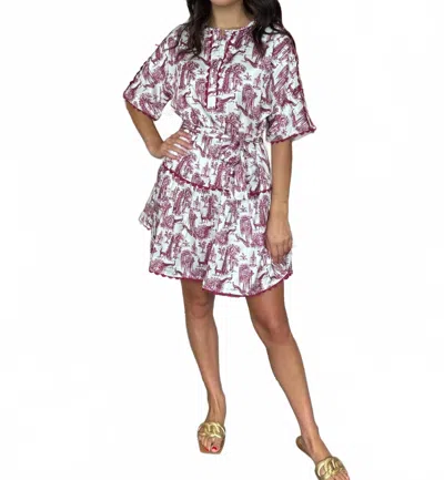 Joy Joy Ric Rac Trim Dress In Parisian Garden Print In Multi