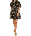 Joy Joy Ruched Shoulder Dress In Midnight Floral In Multi