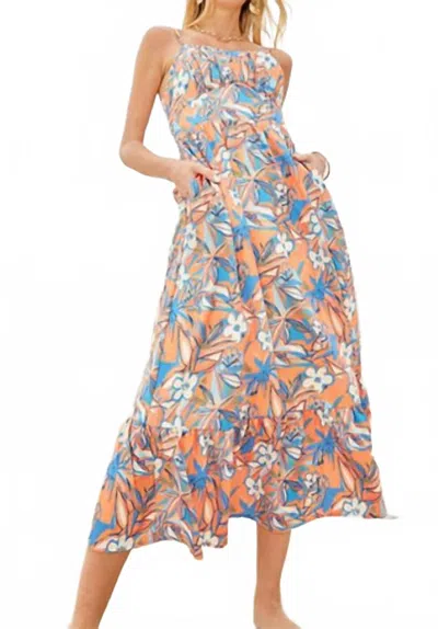 Joy Joy Ruched Tiered Sundress In Oleander In Multi