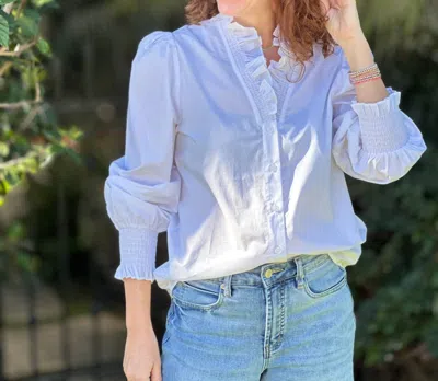 Joy Joy Ruffle Collar Blouse In White
