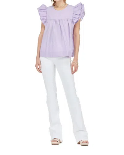 Joy Joy Ruffle Sleeve Top In Lavender In Purple