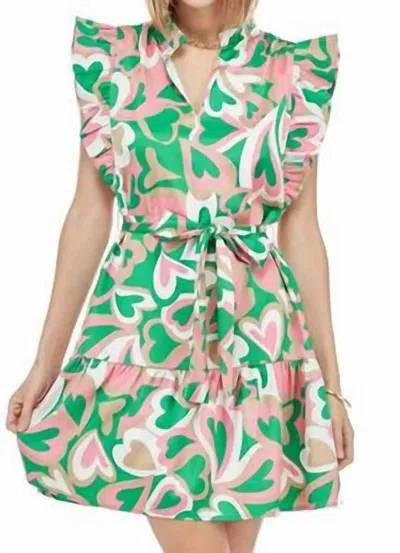 Joy Joy Ruffles Dress In Dancing Heart In Multi
