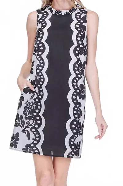 Joy Joy Ruffles Neck Mini Dress In Scallop Noir In Purple