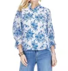 Joy Joy Ruffles Shirt In Floral Eyelet In Blue