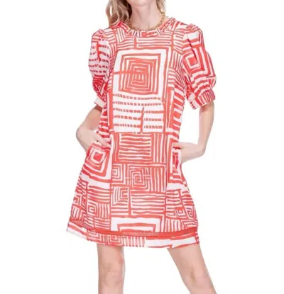 Joy Joy Ruffles Short Sleeve Trim Mini Dress In Red Echo
