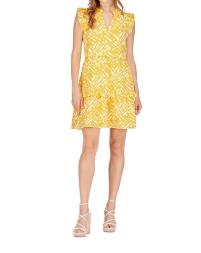 Joy Joy Ruffles Tiered Dress In Yellow Cobbles In Multi