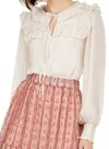 Joy Joy Ruffles Trim Blouse In Ivory In Multi