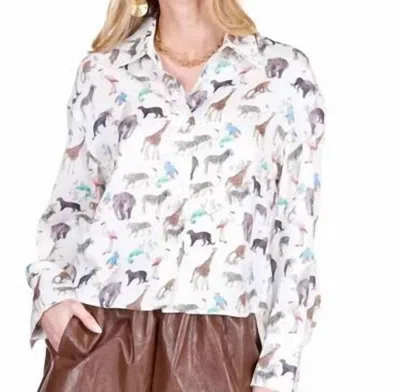 Joy Joy Safari Crop Blouse In White