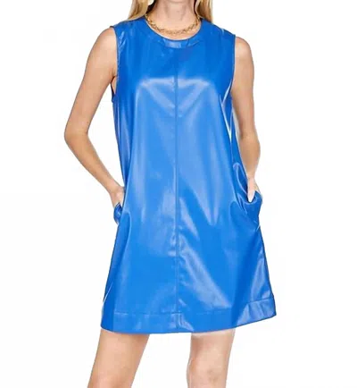 Joy Joy Sammie Faux Leather Dress In Royal Blue