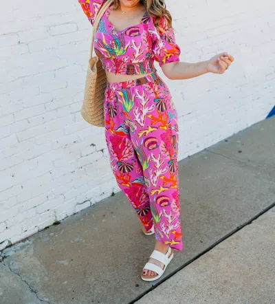 Joy Joy Seashells Palazzo Pant In Pink