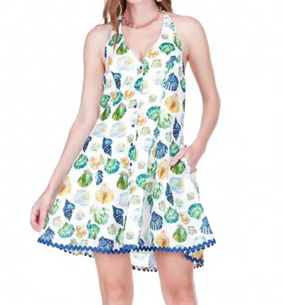 Joy Joy Shellscape Halter Trim Dress In Multi