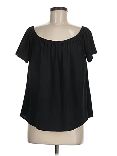 Pre-owned Joy Joy Short Sleeve Blouse In Black