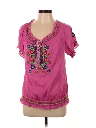 Pre-owned Joy Joy Short Sleeve Blouse In Pink