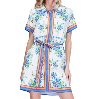 Joy Joy Short Sleeve Shirtdress In Meadow Frame In Multi