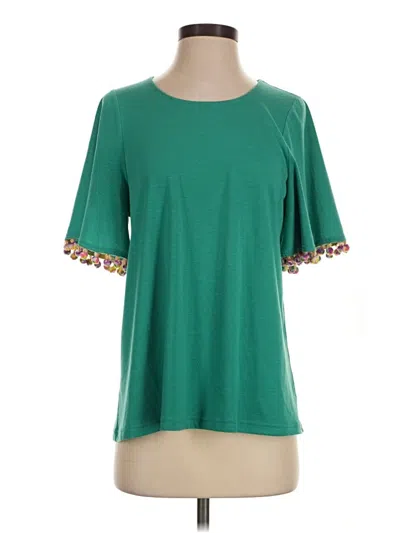 Pre-owned Joy Joy Short Sleeve Top Green Crew Neck Tops