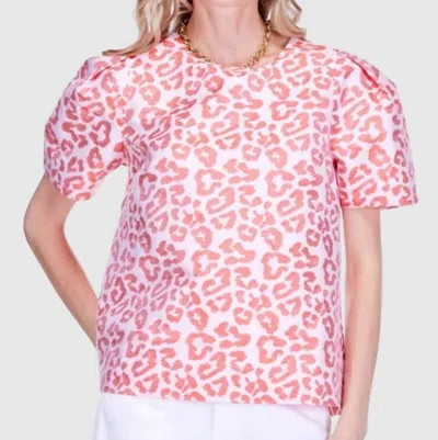 Joy Joy Short Sleeve Top In Red Leopard In Pink