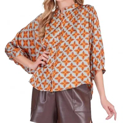 Joy Joy Sienna Batwing Sleeve Blouse In Copper Tile In Multi