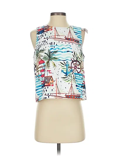 Pre-owned Joy Joy Sleeveless Blouse In White