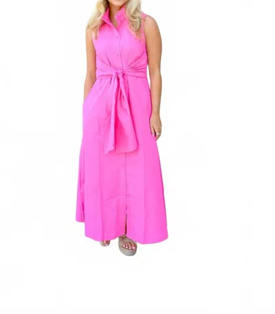 Joy Joy Sleeveless Wrap Midi Dress In Hot Pink