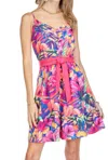 Joy Joy Spagetti Strape Flounce Hem Dress In Hawaiian Bliss In Multi
