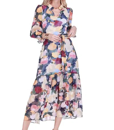 Joy Joy Split Neck Maxi Dress In Impressions In Multi
