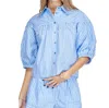 Joy Joy Stripe Round Yoke Blouse In Blue In Blue