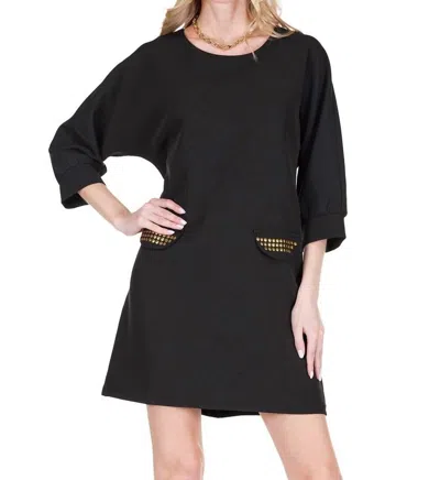 Joy Joy Stud Kimono Dress In Black