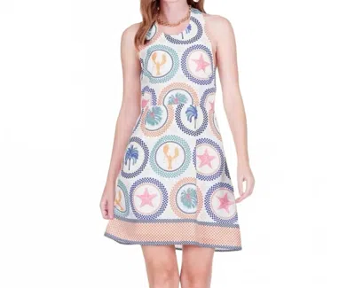 Joy Joy The Seaside Siren Tie Back Halter Dress In Tropical Medallions In Multi