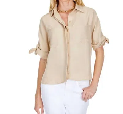 Joy Joy The Tie Sleeve Shirt In Almond In Neutral