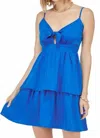 Joy Joy Tie Front Layers Dress In Royal In Blue