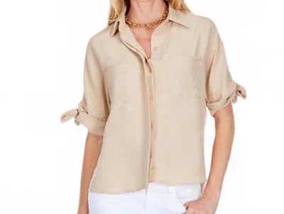 Joy Joy Tie Sleeve Shirt In Almond In White