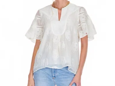 Joy Joy Trim Flare Sleeve Top In Cream In White