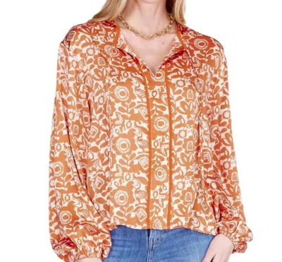 Joy Joy Trimmed Top In Tangerine In Orange