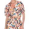 Joy Joy V Neck Ring Print Top In Tiger Lillies In Multi