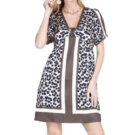 Joy Joy V-neck Ring Dress In Leopard Border In Multi