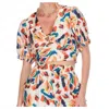 Joy Joy V Neck Ring Print Top In Tiger Lillies In Multi