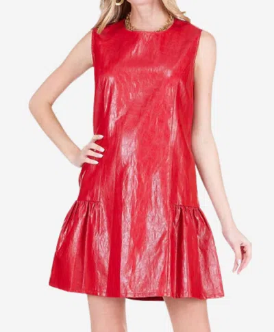 Joy Joy Women's Lounced Hem Sleeveless Dress In Red