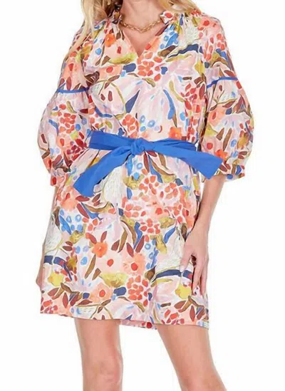 Joy Joy Women's Puff Sleeve Collar Dress In Picasso In Multi