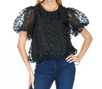 Joy Joy Women's Puff Sleeve Top In Black