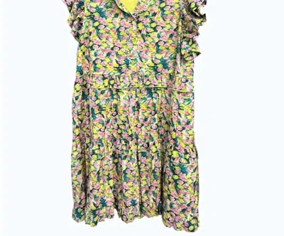Joy Joy Women's Ruffles Tiered Dress In Citrus Rosette In Multi