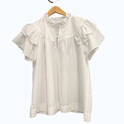 Joy Joy Women's Ruffles Top In White Multi