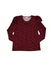 Joy Joy Women Shari Long Sleeve Top In Red In Multi