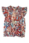 Joy Joy Women's Smocked Shoulder Top In Multi In Multi