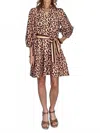 Joy Joy Women's Tessa Dress In Leopard Print Peach In Brown