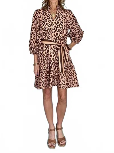 Joy Joy Women's Tessa Dress In Leopard Print Peach In Brown